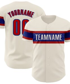 Custom Cream Red-Royal Authentic Baseball Jersey