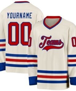 Custom Cream Red-Royal Hockey Jersey
