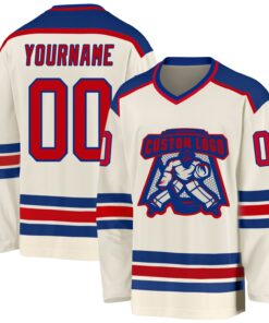 Custom Cream Red-Royal Hockey Jersey