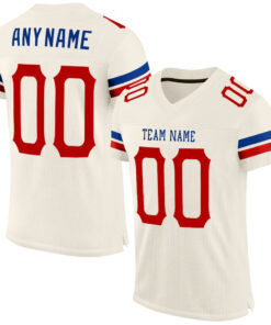 Custom Cream Red-Royal Mesh Authentic Football Jersey