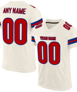 Custom Cream Red-Royal Mesh Authentic Football Jersey
