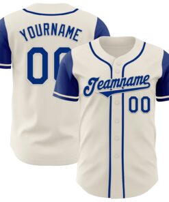 Custom Cream Royal Authentic Two Tone Baseball Jersey