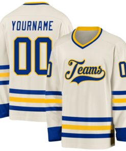 Custom Cream Royal-Gold Hockey Jersey