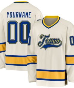 Custom Cream Royal-Gold Hockey Jersey