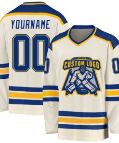 Custom Cream Royal-Gold Hockey Jersey