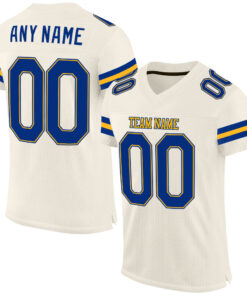 Custom Cream Royal-Gold Mesh Authentic Football Jersey
