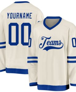 Custom Cream Royal Hockey Jersey