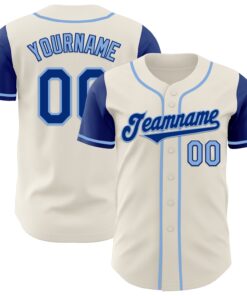 Custom Cream Royal-Light Blue Authentic Two Tone Baseball Jersey