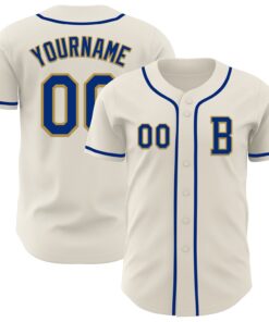 Custom Cream Royal-Old Gold Authentic Baseball Jersey