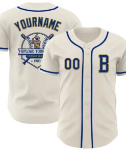 Custom Cream Royal-Old Gold Authentic Baseball Jersey