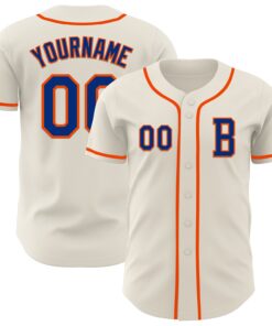 Custom Cream Royal-Orange Authentic Baseball Jersey