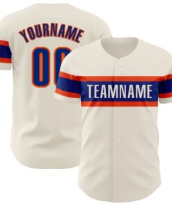 Custom Cream Royal-Orange Authentic Baseball Jersey