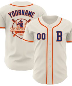 Custom Cream Royal-Orange Authentic Baseball Jersey