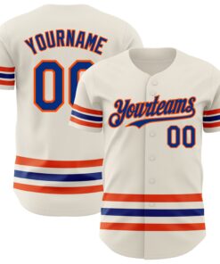Custom Cream Royal-Orange Line Authentic Baseball Jersey