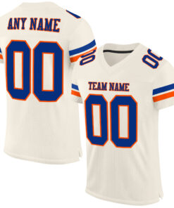 Custom Cream Royal-Orange Mesh Authentic Football Jersey