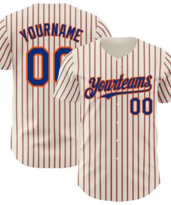 Custom Cream (Royal Orange Pinstripe) Royal-Orange Authentic Baseball Jersey