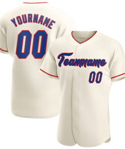 Custom Cream Royal-Red Authentic Baseball Jersey