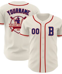 Custom Cream Royal-Red Authentic Baseball Jersey