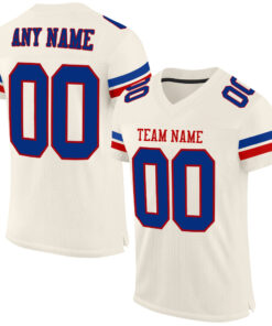 Custom Cream Royal-Red Mesh Authentic Football Jersey