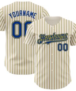 Custom Cream (Royal Yellow Pinstripe) Royal-Yellow Authentic Baseball Jersey