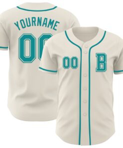 Custom Cream Teal Authentic Baseball Jersey