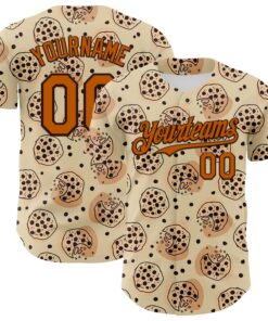 Custom Cream Texas Orange-Brown 3D Pattern Design Foodie Food Snack Chocolate Cookie Authentic Baseball Jersey