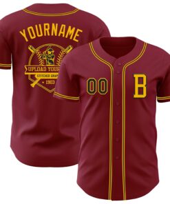 Custom Crimsom Black-Gold Authentic Baseball Jersey