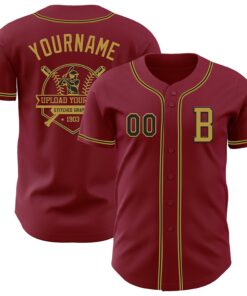 Custom Crimsom Black-Old Gold Authentic Baseball Jersey