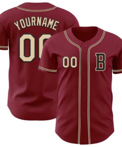 Custom Crimsom City Cream-Black Authentic Baseball Jersey