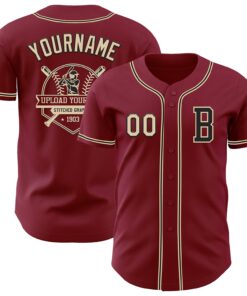 Custom Crimsom City Cream-Black Authentic Baseball Jersey