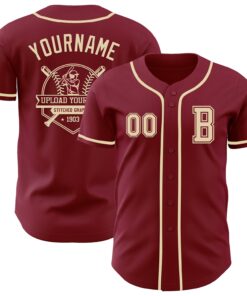 Custom Crimsom Cream Authentic Baseball Jersey