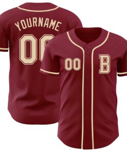 Custom Crimsom Cream Authentic Baseball Jersey