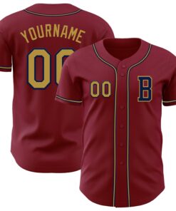 Custom Crimsom Old Gold-Navy Authentic Baseball Jersey