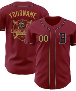 Custom Crimsom Old Gold-Navy Authentic Baseball Jersey