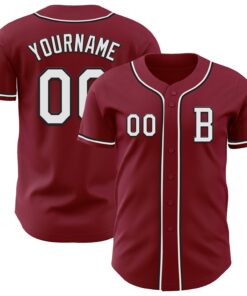 Custom Crimsom White-Black Authentic Baseball Jersey