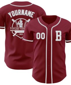 Custom Crimsom White-Gray Authentic Baseball Jersey