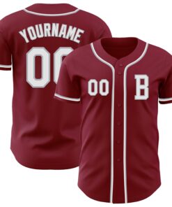 Custom Crimsom White-Gray Authentic Baseball Jersey