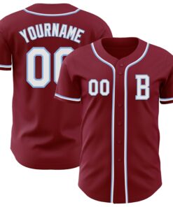 Custom Crimsom White-Light Blue Authentic Baseball Jersey