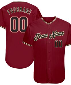 Custom Crimson Black-City Cream Authentic Baseball Jersey