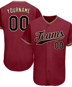 Custom Crimson Black-City Cream Authentic Baseball Jersey