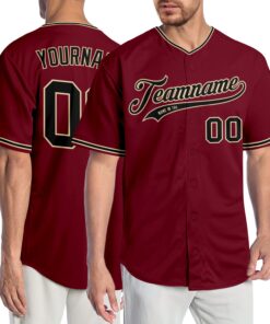 Custom Crimson Black-City Cream Authentic Baseball Jersey