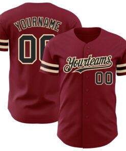 Custom Crimson Black-City Cream Authentic Baseball Jersey