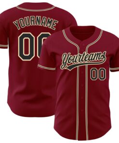 Custom Crimson Black-City Cream Authentic Baseball Jersey