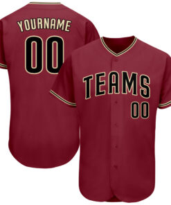 Custom Crimson Black-City Cream Authentic Baseball Jersey