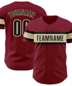 Custom Crimson Black-Cream Authentic Baseball Jersey