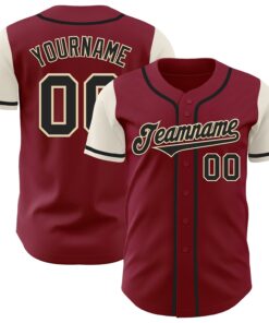 Custom Crimson Black-Cream Authentic Two Tone Baseball Jersey