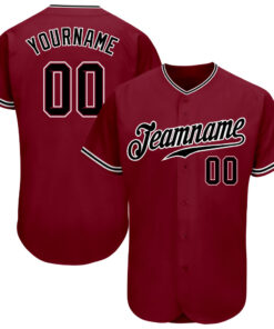 Custom Crimson Black-White Authentic Baseball Jersey