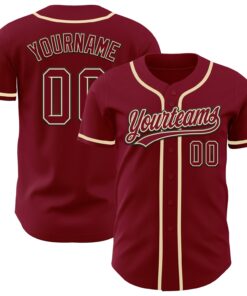 Custom Crimson Cream-Black Authentic Baseball Jersey