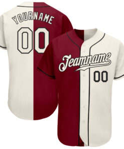Custom Crimson Cream-Black Authentic Split Fashion Baseball Jersey