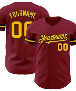 Custom Crimson Gold-Black Authentic Baseball Jersey
